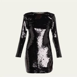 Frame Black Sequin Long Sleeve Dress